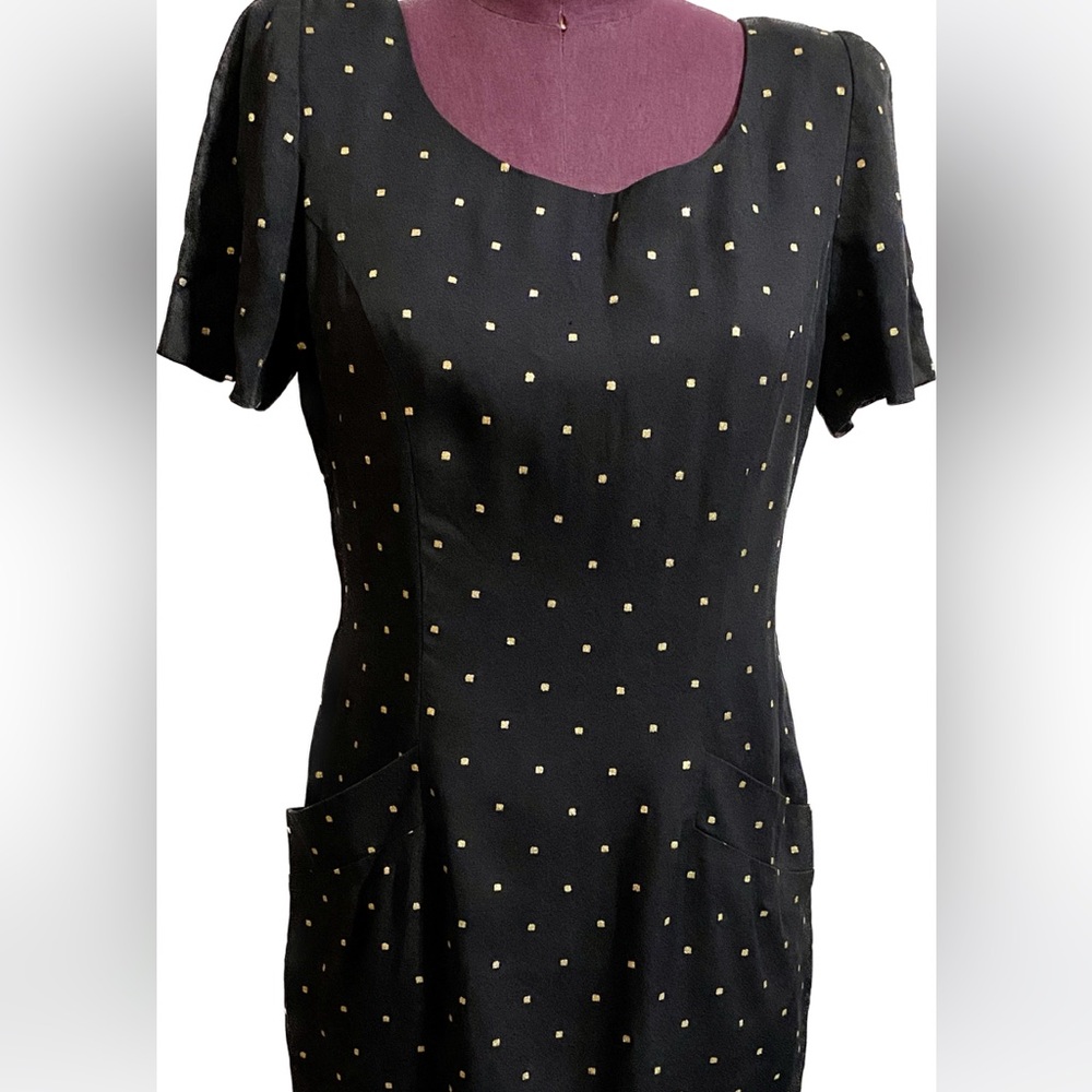 Vintage Dress with gold squares and POCKETS